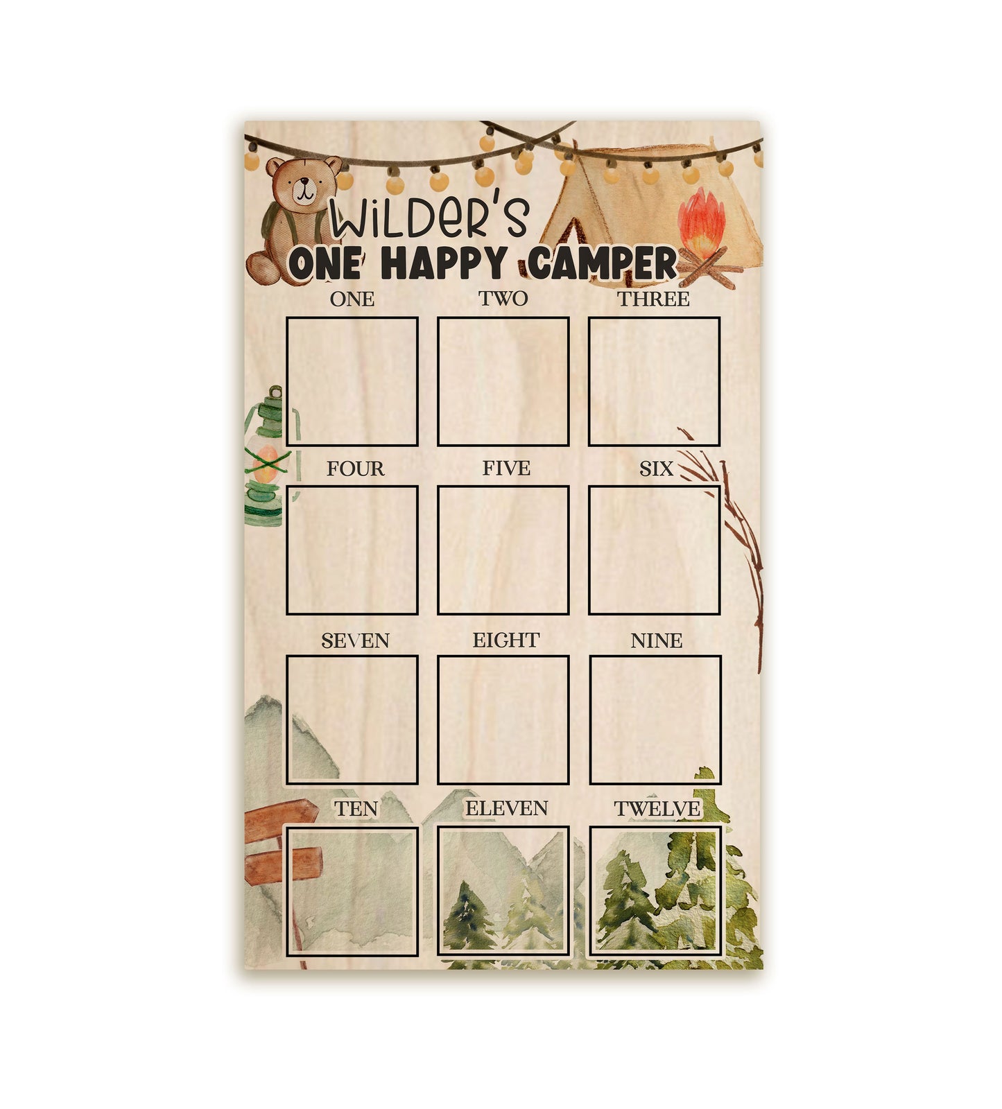 Woodland Happy Camper First Year Photo Board