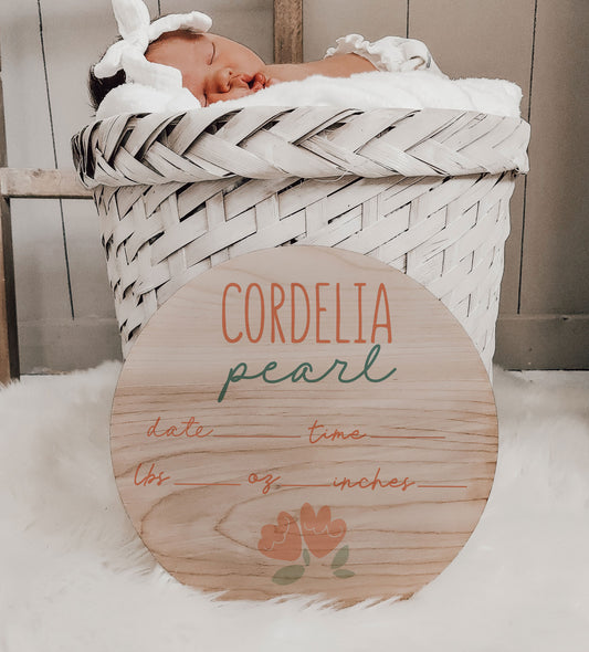 Mermaid Floral Baby Name Birth Stats Wood Sign