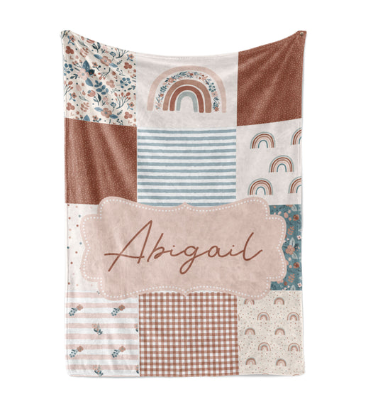 Abigail Collection - Plush Patchwork Name Blanket