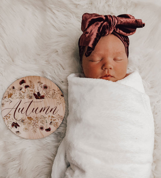 Autumn Collection- Wildflower Birth Announcement Name Sign