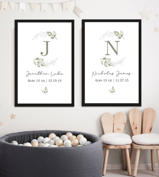 Ivy Leaf Baby Name Wood Framed Sign