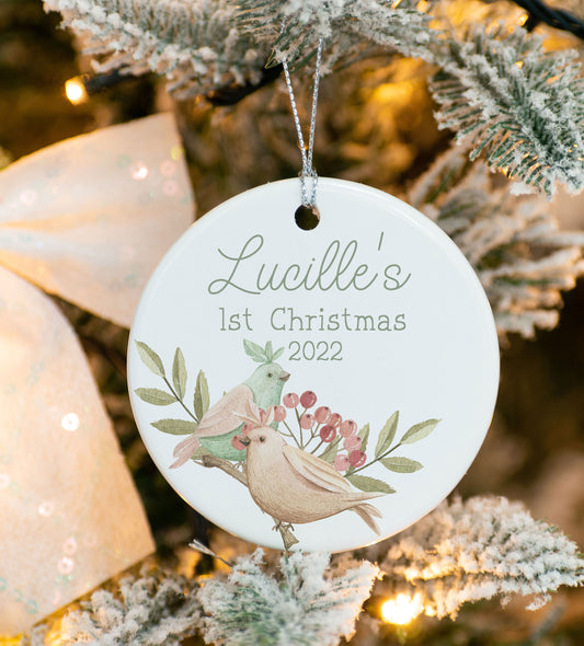 Woodland Birds Baby First Christmas Ornament