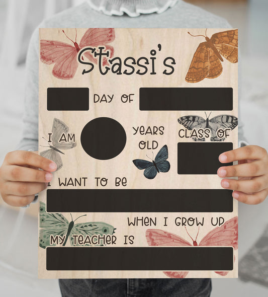 Boho Butterflies- Reusable First Day Of School Sign