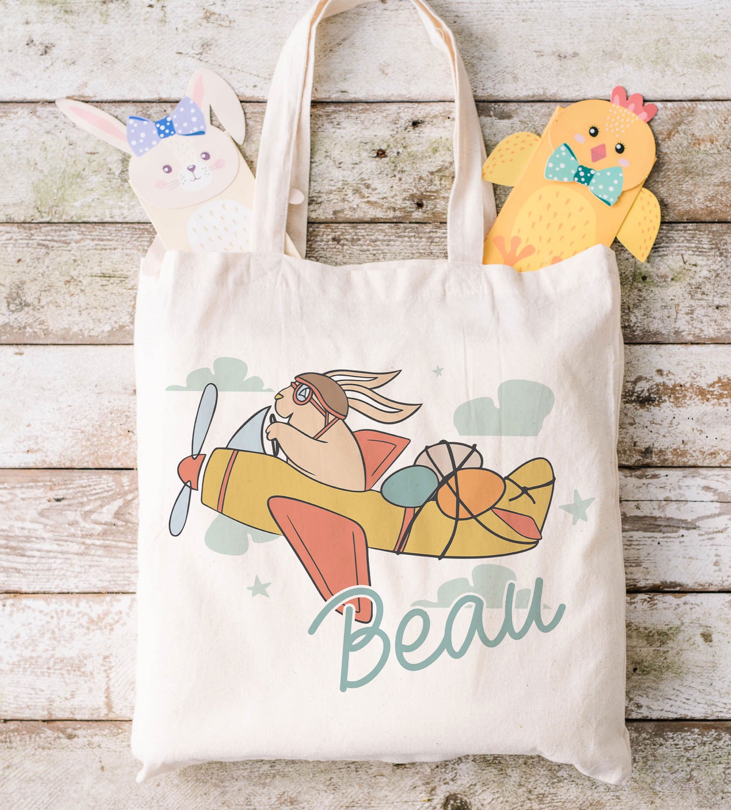 Airplane Bunny Personalized Easter Tote