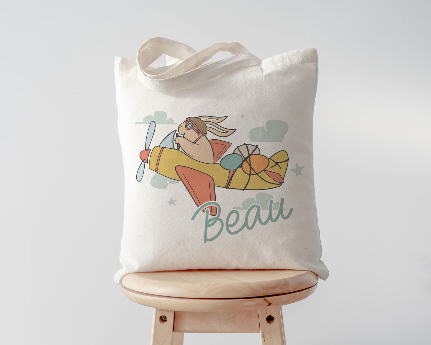 Airplane Bunny Personalized Easter Tote