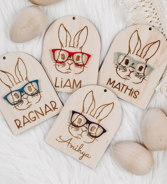 Bunny With Glasses Easter Tag
