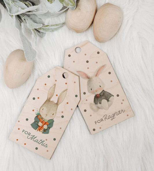 Bunny Illustration Easter Basket Name Tag