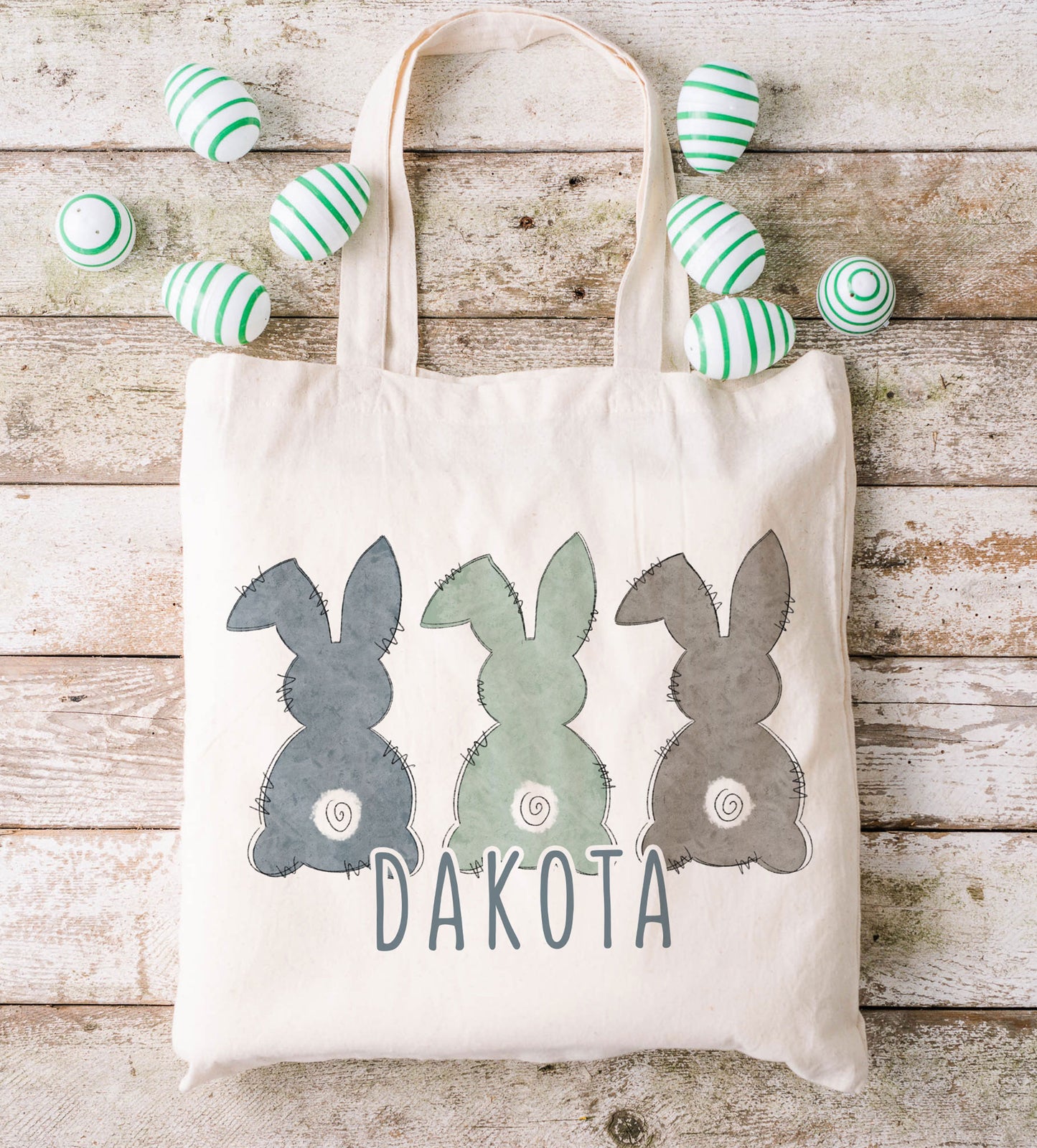 Personalized Trio-Bunny Easter Tote