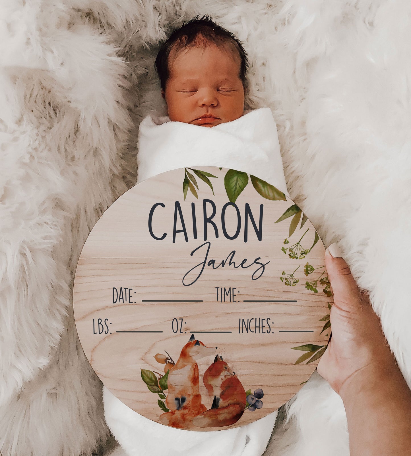 CAIRON - Woodland Fox Baby Stats Sign CJ001