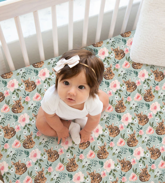 Claire Collection - Floral Fitted Crib Sheet