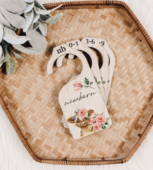 Highland Cow Roses Nursery Closet Divider