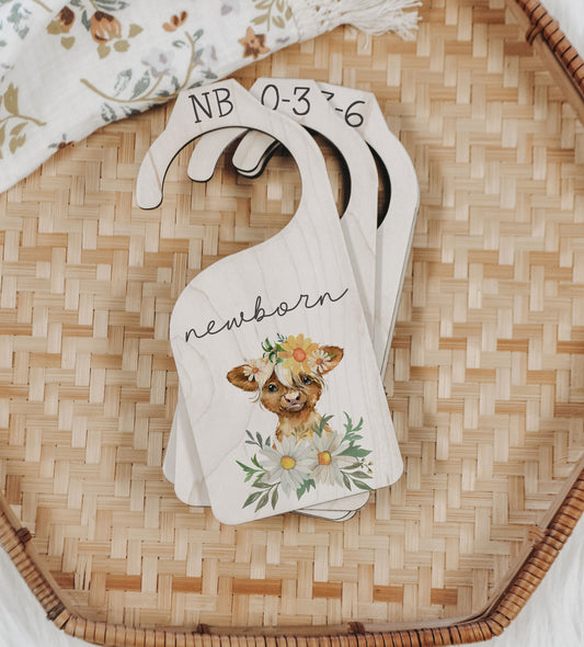 Daisies Highland Cow Nursery Closet Divider
