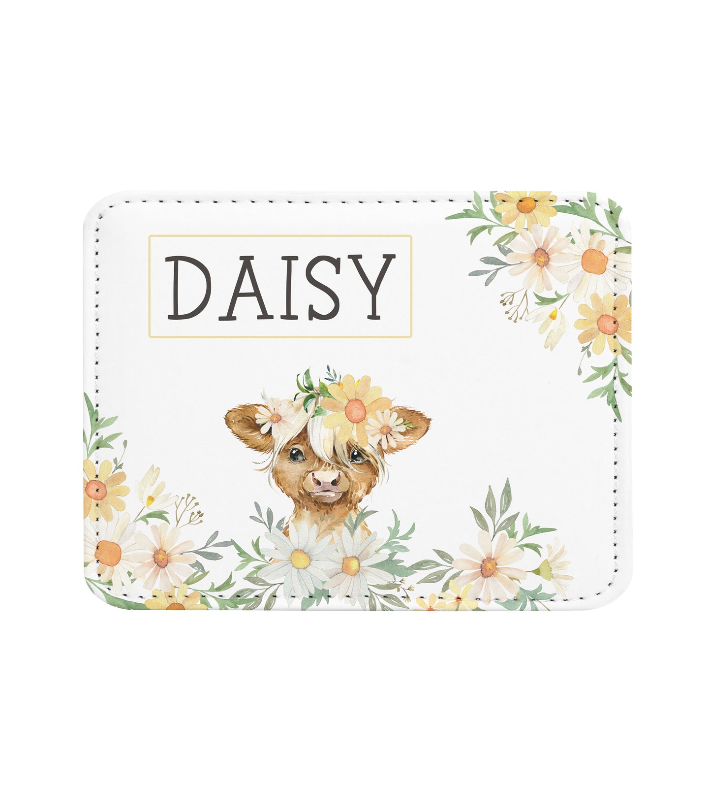 Highland Cow Daisy Personalized Placemat Coaster Set