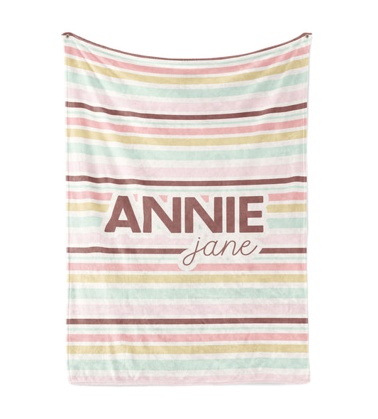 Retro Stripes- Girls Minky Blanket