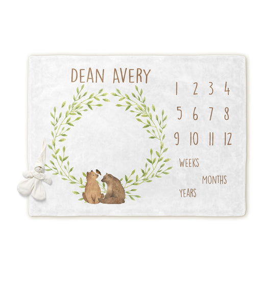 Woodland Bears Milestone Blanket