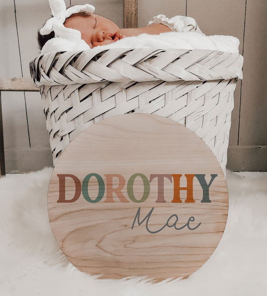 Colorful Baby Birth Announcement Name Sign