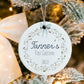 Baby Boy Blue Ribbon Wreath First Christmas Ornament