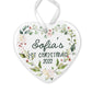 Floral Heart Personalized First Christmas Ornament