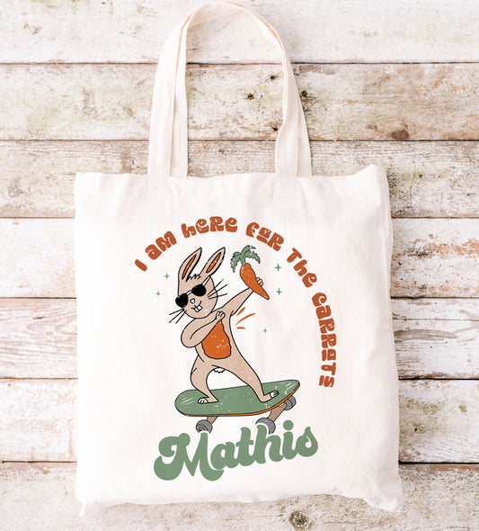 Here For The Carrots Personalized Easter Tote