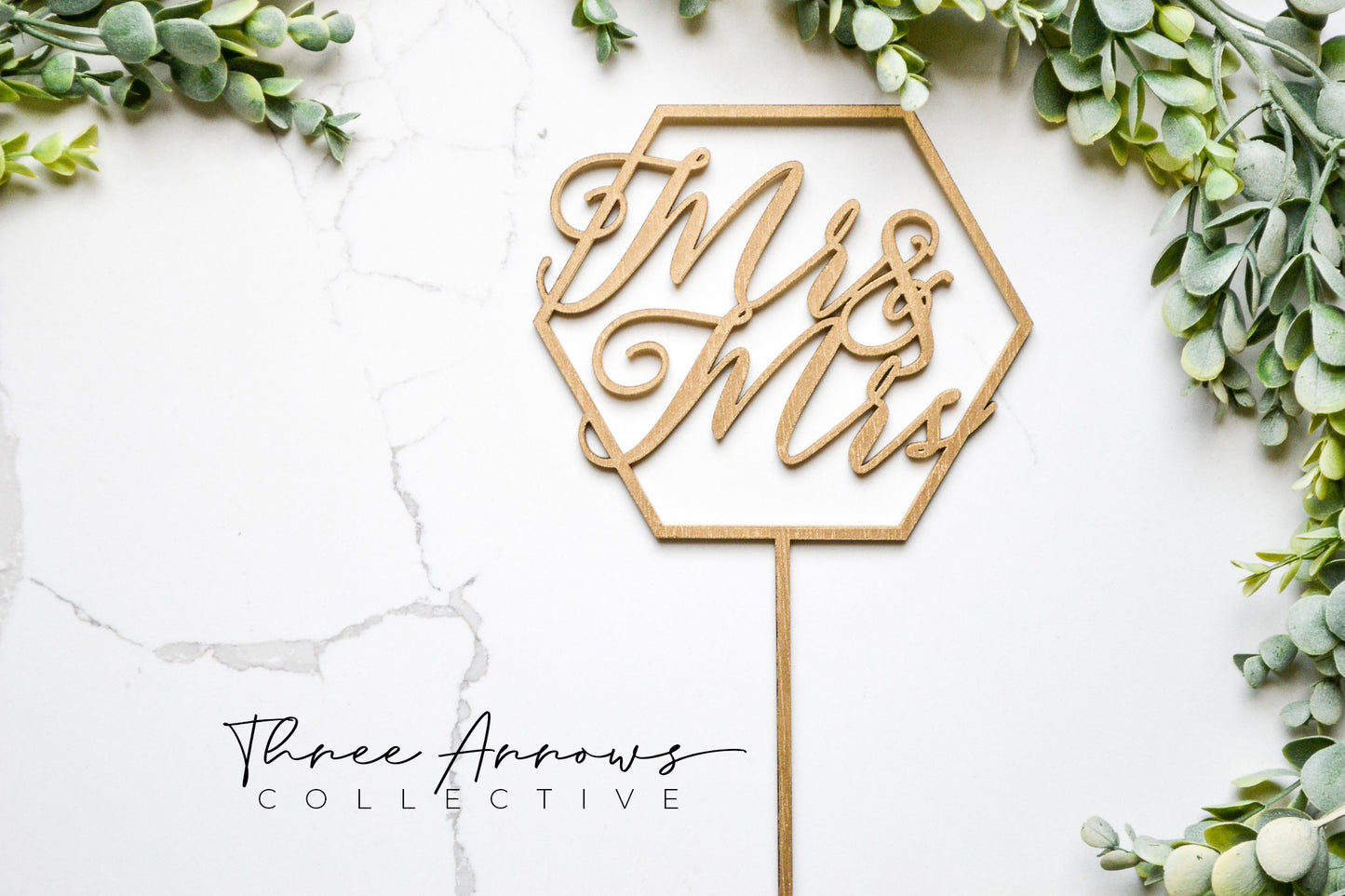 Geometric Mr Mrs Wedding Cake Topper