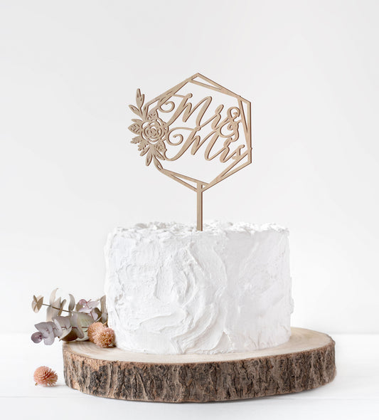 Geometric Mr Mrs Wedding Cake Topper