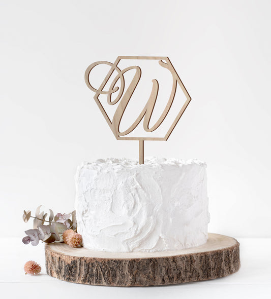 Geometric Initial Wedding Cake Topper