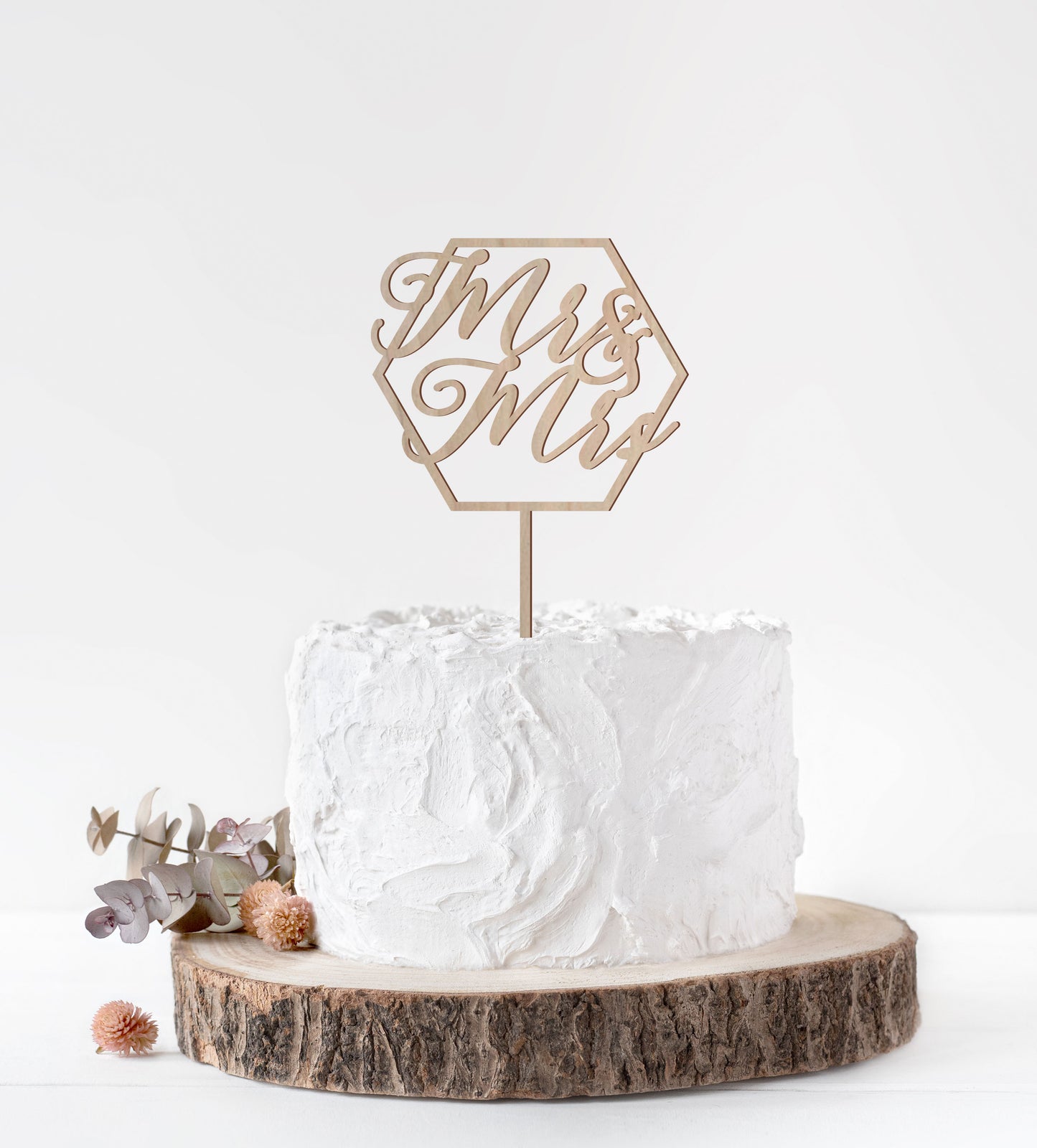 Geometric Mr Mrs Wedding Cake Topper