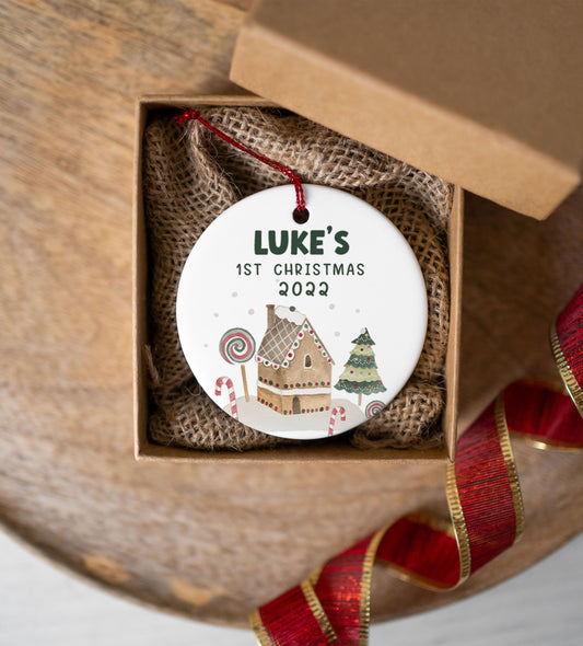 Gingerbread House Baby First Christmas Ornament