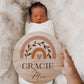 Rainbow Baby Girl Birth Announcement Wood Sign