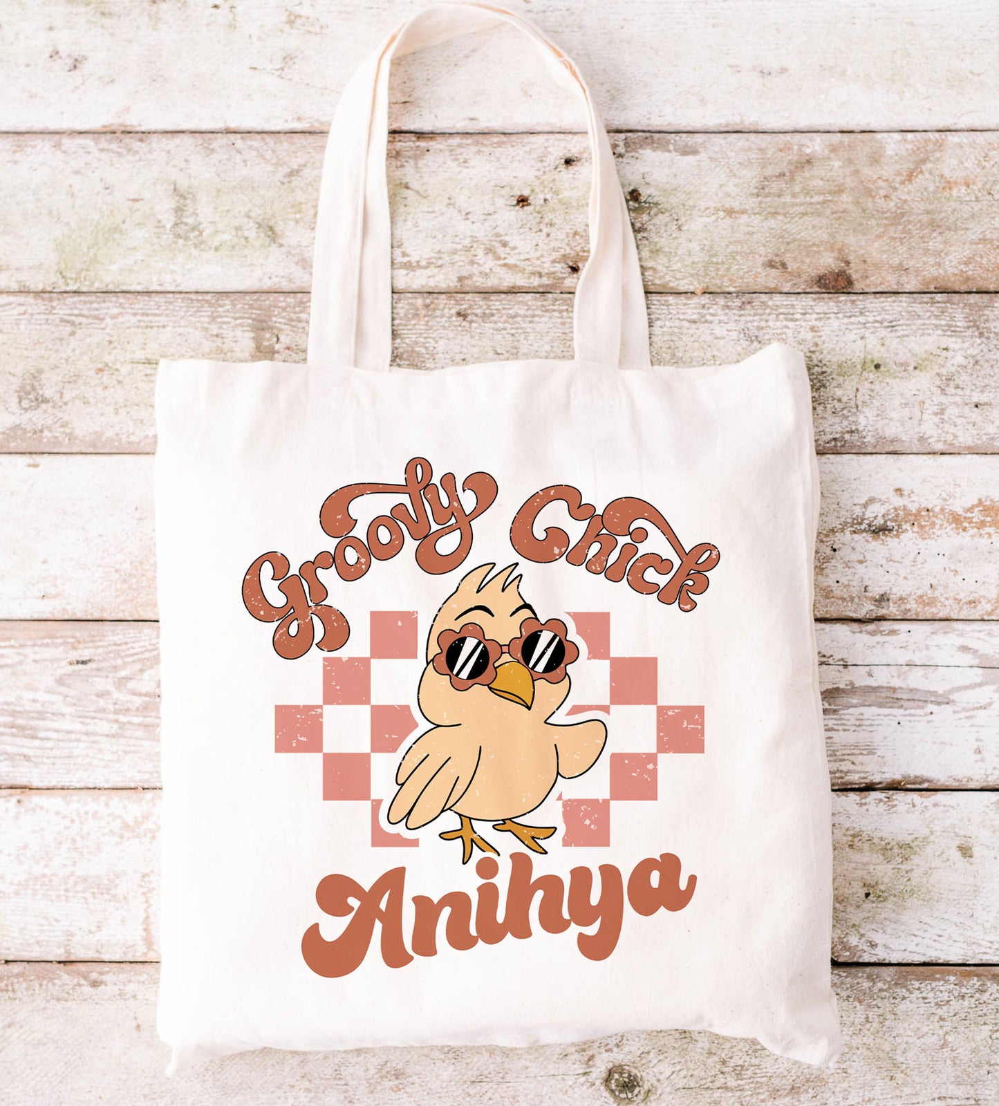 Groovy Chick Personalized Easter Tote.