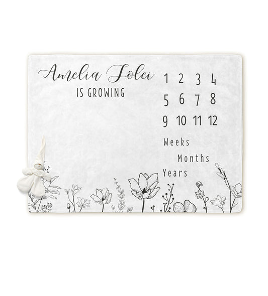 Floral Bloom Baby Girl Milestone Blanket