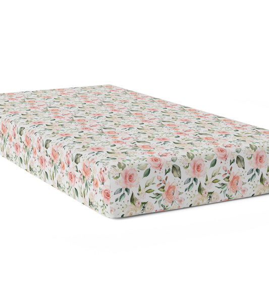 Hattie Collection - Floral Roses Crib Sheet