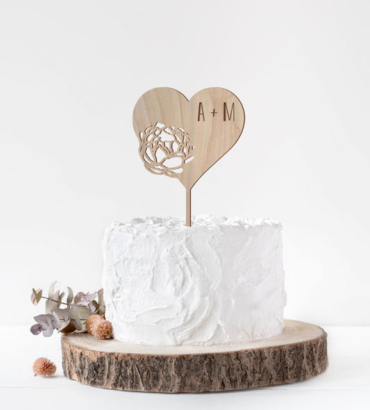 Heart Initials Wedding Cake Topper