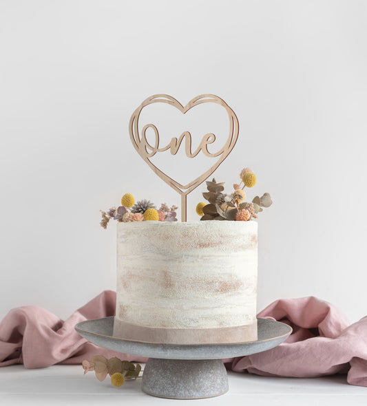 Heart First Birthday Cake Topper