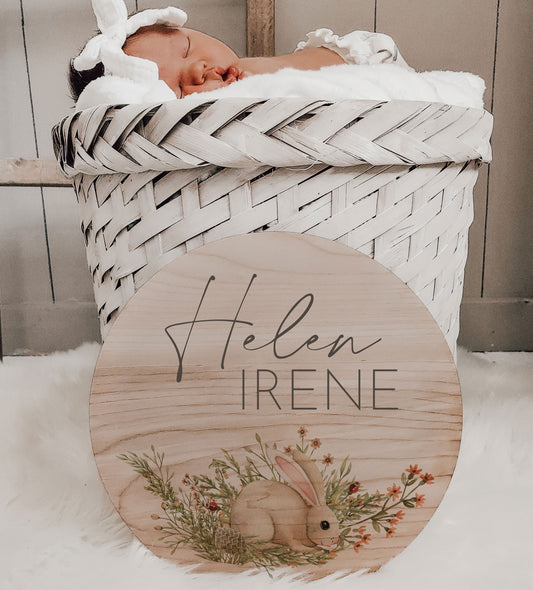 Bunny Baby Birth Announcement Name Sign