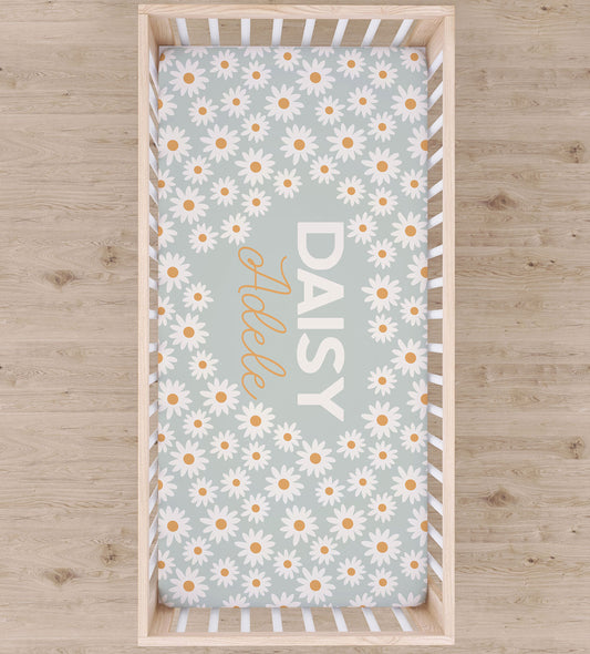 Retro Daisy Floral Crib Sheet
