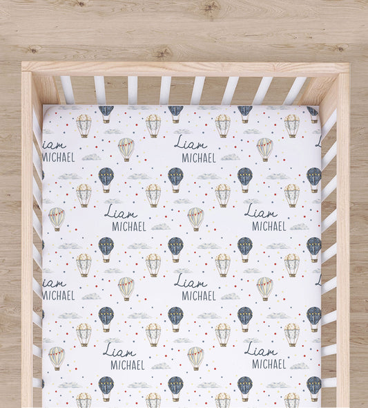 Lennon Collection - Personalized Hot Air Balloon Crib Sheet