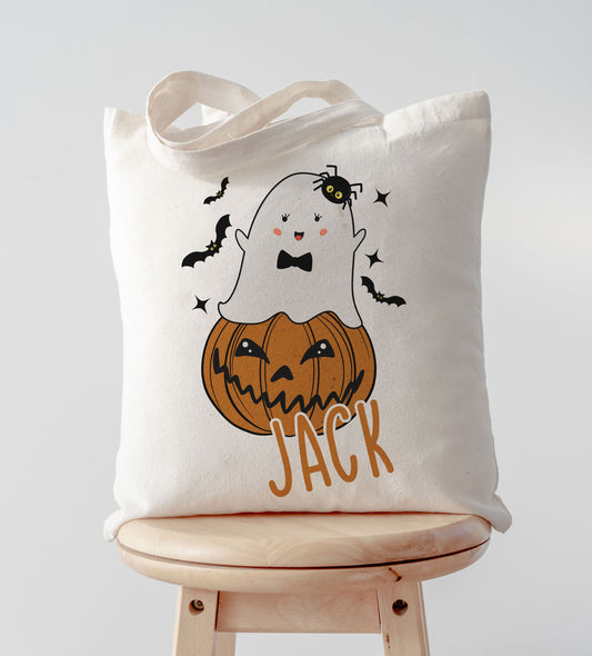 Personalized Halloween Trick or Treat Bag Jack-O-Lantern