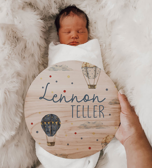 Lennon - Hot Air Balloons Name Announcement Sign - LN002