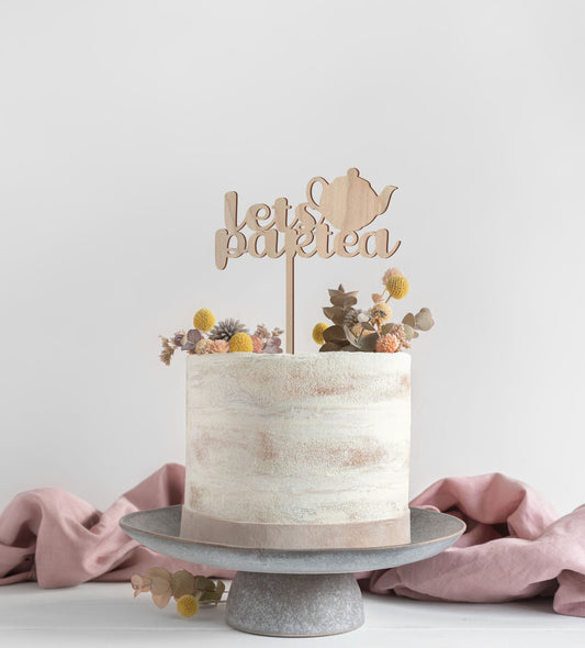 Lets Partea Tea Themed Birthday Cake Topper