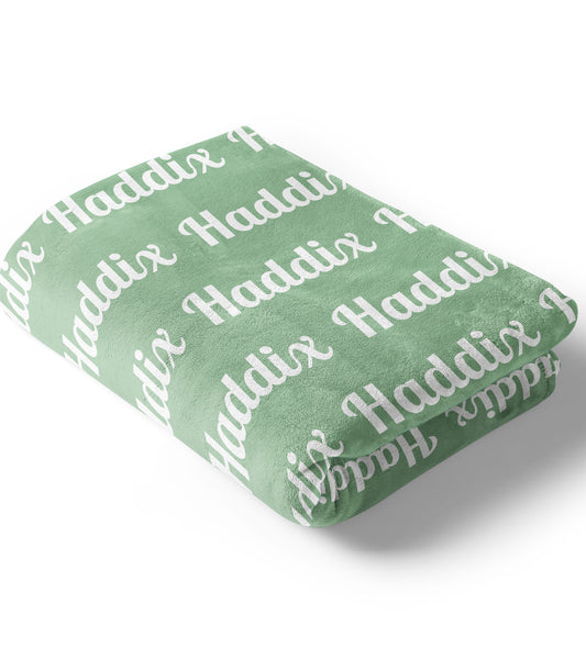Mint Personalized Name Blanket