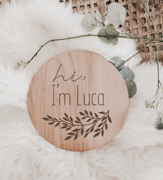 Engraved Gender Neutral Baby Name Announcement Sign