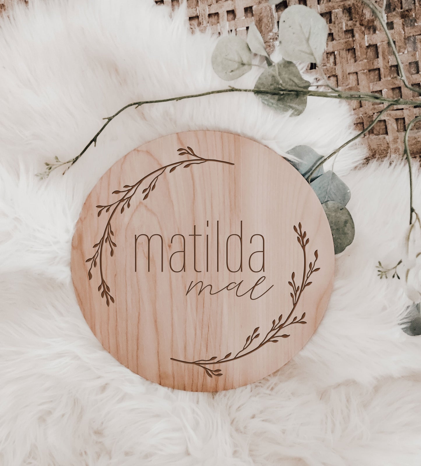Engraved Gender Neutral Baby Name Announcement Sign