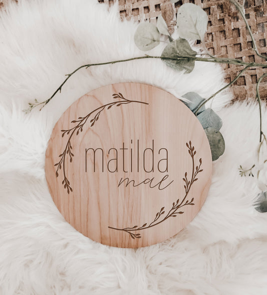 Engraved Gender Neutral Baby Name Announcement Sign