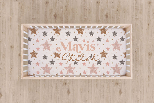Mavis Collection -Boho Stars Personalized Crib Sheet