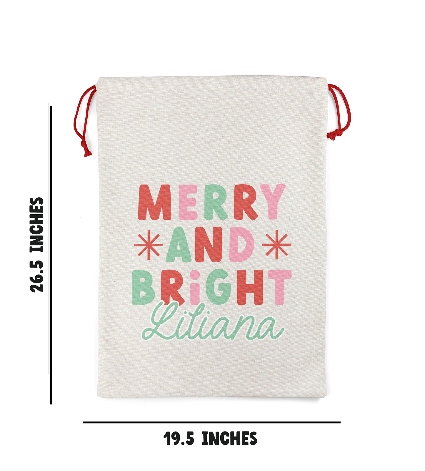 Jumbo Drawstring Santa Sacks Personalized Christmas Gift Bag