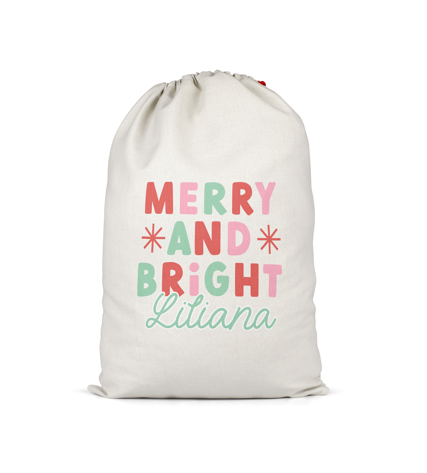 Jumbo Drawstring Santa Sacks Personalized Christmas Gift Bag