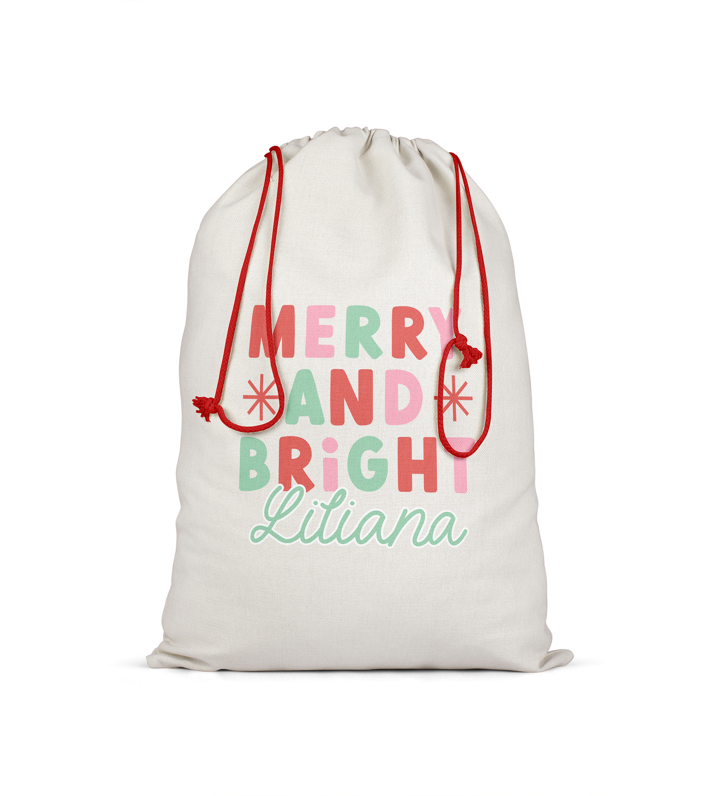 Jumbo Drawstring Santa Sacks Personalized Christmas Gift Bag