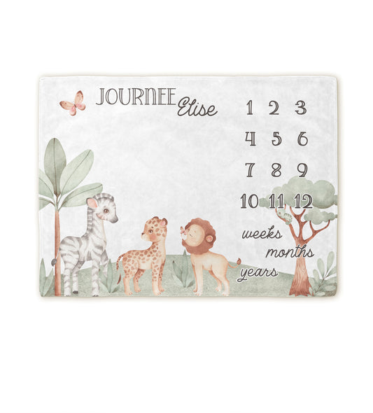Safari Pink Milestone Blanket