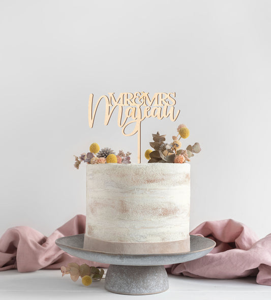 Mr & Mrs Last Name Wedding Cake Topper